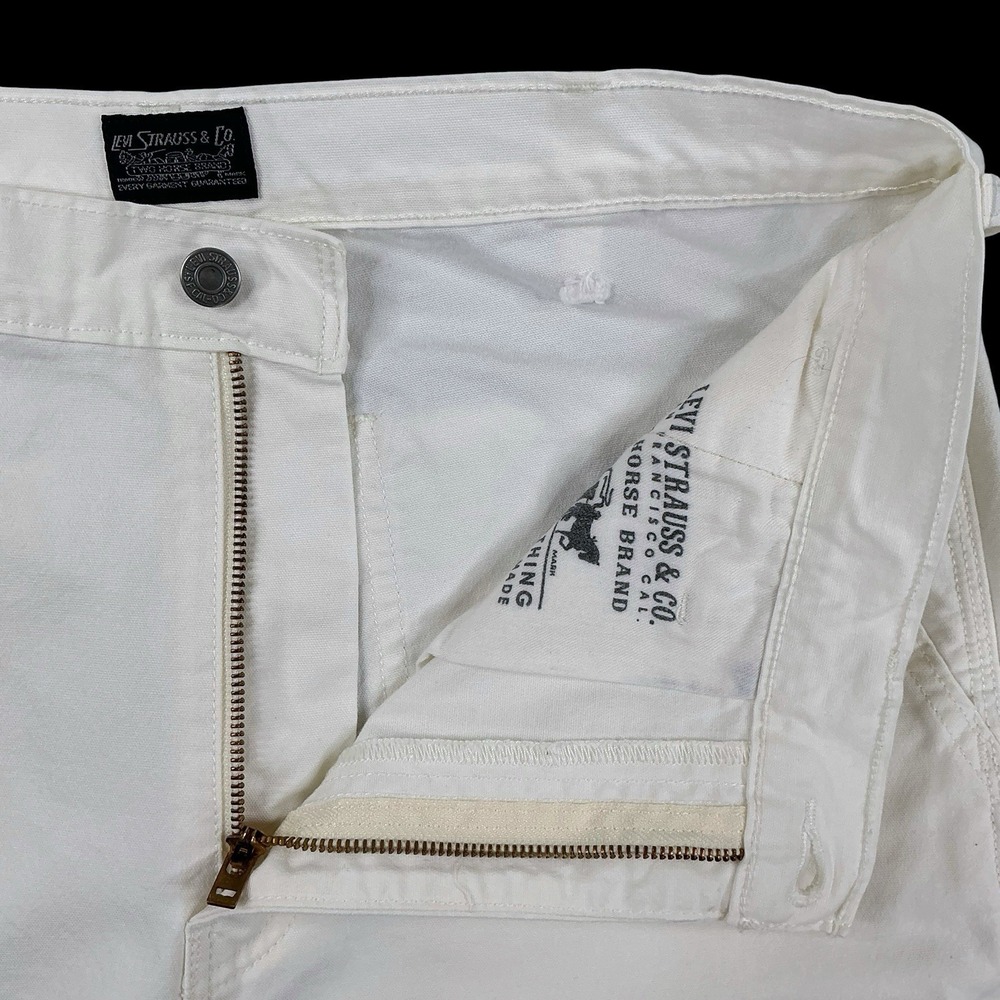 Levis‎ Pants Men 34x36 (ACTUAL 32x31.5) Ivory White Carpenter Twill Straight - Picture 10 of 15